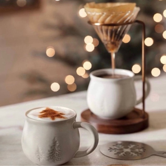 Hearth & Hand Magnolia 14oz Winter Trees Round Stoneware Mugs Cream (Set of 2) - Picture 2 of 4